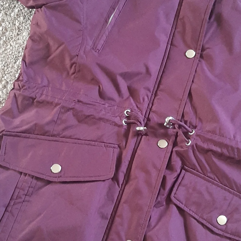 New Faux Fur Trimmed Hood Heavy Coated Anorak Coat.